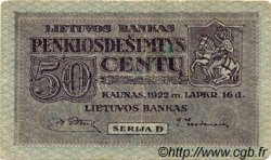 50 Centu LITHUANIA  1922 P.12a F