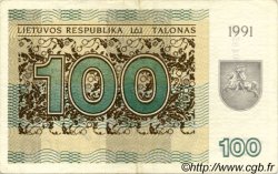 100 Talonas LITUANIA  1991 P.38a BB