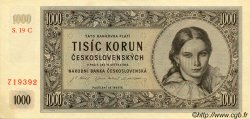 1000 Korun Spécimen TSCHECHOSLOWAKEI  1945 P.074s fST+