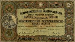 5 Francs SWITZERLAND  1942 P.11j F