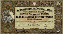 5 Francs SUISSE  1951 P.11o XF