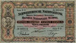 20 Francs SWITZERLAND  1922 P.27a VF+