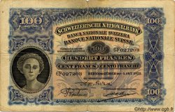 100 Francs SWITZERLAND  1928 P.35e VG