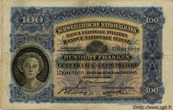 100 Francs SWITZERLAND  1943 P.35p F+