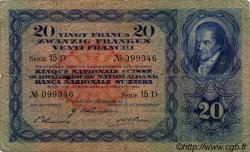 20 Francs SUISSE  1942 P.39l q.MB