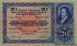 20 Francs SWITZERLAND  1944 P.39n AU
