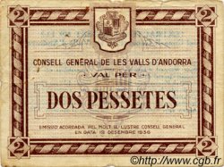 2 Pessetes ANDORRA  1936 P.07 F