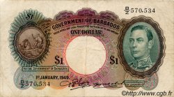 1 Dollar BARBADOS  1949 P.02c VF-