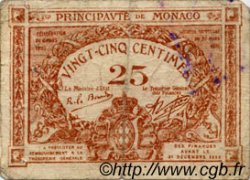 25 Centimes marron MONACO  1920 P.01a B