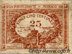 25 Centimes marron MONACO  1920 P.01a F