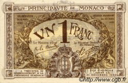 1 Franc MONACO  1920 P.04b VZ to fST