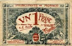 1 Franc MONACO  1920 P.05 BB