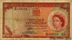 10 Shillings RHODESIA E NYASALAND (Federazione della)  1961 P.20b q.MB