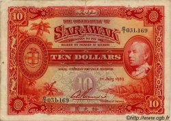 10 Dollars SARAWAK  1929 P.16 BC+