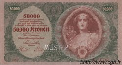 50000 Kronen Spécimen AUSTRIA  1922 P.080s FDC