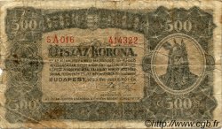 500 Korona UNGHERIA  1923 P.074b q.B