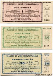 20 et 30 Filler, 1 Korona (3 valeurs) HUNGARY  1920 P.- UNC-
