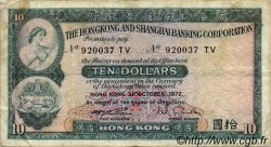 10 Dollars HONG KONG  1972 P.182g F-