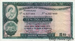 10 Dollars HONG KONG  1973 P.182g XF