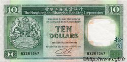 10 Dollars HONG KONG  1992 P.191c XF