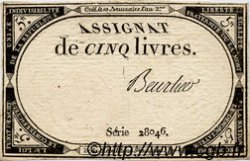 5 Livres FRANCIA  1793 Ass.46a B a MB
