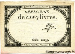 5 Livres FRANCIA  1793 Ass.46a SPL a AU