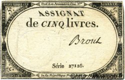 5 Livres FRANCE  1793 Ass.46a TB à TTB