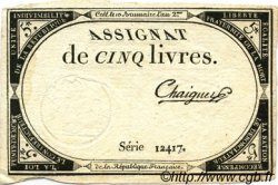 5 Livres FRANCE  1793 Ass.46a SUP à SPL