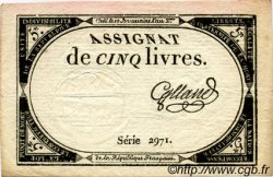 5 Livres FRANCE  1793 Ass.46a F - VF