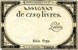 5 Livres FRANKREICH  1793 Ass.46a VZ to fST