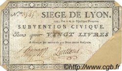 20 Livres FRANCE régionalisme et divers Lyon 1793 Laf.252