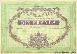 10 Francs Non émis FRANCE regionalism and various Arras 1870 JER.62.02C XF