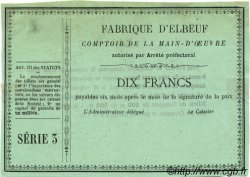 10 Francs Non émis FRANCE regionalism and miscellaneous Elbeuf 1870 JER.76.09D