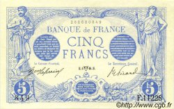 5 Francs BLEU FRANCIA  1916 F.02.38 SPL a AU