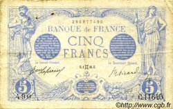 5 Francs BLEU FRANCIA  1916 F.02.39 BC+
