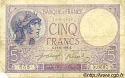 5 Francs FEMME CASQUÉE FRANCIA  1918 F.03.02 B
