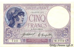 5 Francs FEMME CASQUÉE FRANKREICH  1921 F.03.05 VZ+