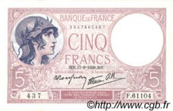 5 Francs FEMME CASQUÉE modifié FRANCE  1939 F.04.06 XF+