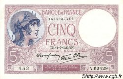 5 Francs FEMME CASQUÉE modifié FRANKREICH  1939 F.04.08