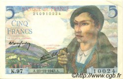 5 Francs BERGER FRANCIA  1943 F.05.05 SPL+
