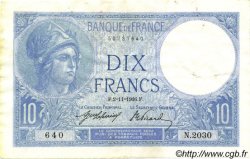 10 Francs MINERVE FRANCE  1916 F.06.01 VF+