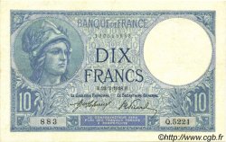10 Francs MINERVE FRANKREICH  1918 F.06.03 SS to VZ