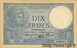 10 Francs MINERVE modifié FRANCE  1939 F.07.01 XF