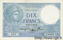 10 Francs MINERVE modifié FRANCE  1940 F.07.22 SPL