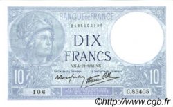 10 Francs MINERVE modifié FRANKREICH  1941 F.07.30 VZ to fST