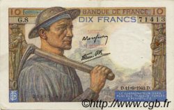 10 Francs MINEUR FRANCE  1942 F.08.03 VF+