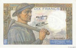 10 Francs MINEUR FRANCE  1942 F.08.06
