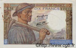 10 Francs MINEUR FRANCE  1943 F.08.09 VF+