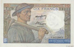 10 Francs MINEUR FRANCIA  1949 F.08.20 AU+