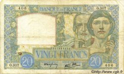 20 Francs TRAVAIL ET SCIENCE FRANCE  1940 F.12.02 VG